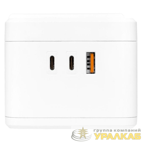 Удлинитель "Куб" 2х1.3м USB + 2Type C с быстрой зарядкой подставкой под телефон и ночником 1кв.мм EKF UBA-CUB-2-FC детальная картинка
