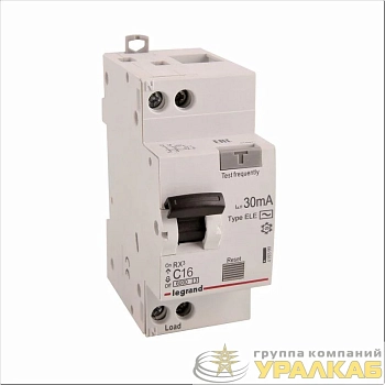Выключатель автоматический дифференциального тока 2п (1P+N) C 16А 30мА тип AC 6кА RX3 ИЭК Leg 