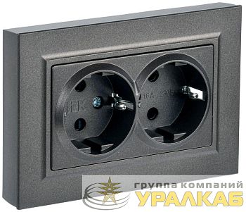 Розетка 2-м СП BRITE РС12-3-БрТБ 16А в сборе с заземл. без защ. шторок бронза IEK BR-R21-16-K45-F