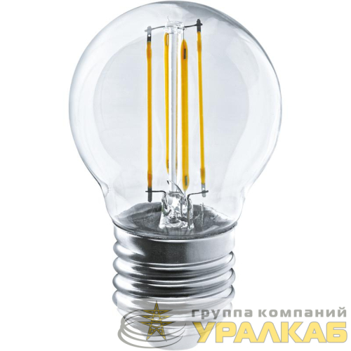 Лампа светодиодная филаментная 80 885 OLL-F-G45-12-230-4K-E27 12Вт шар прозрачная 4000К нейтр. бел. E27 1200лм 220-240В ОНЛАЙТ 80885