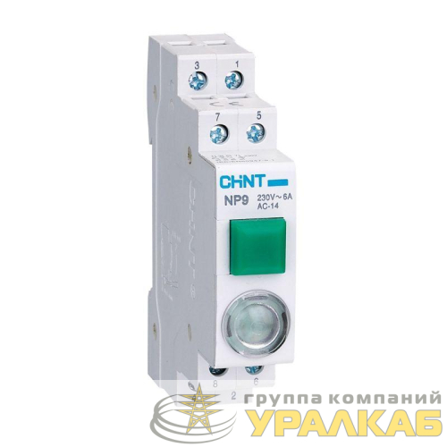 Кнопка модульная NP9-10D3/1 с подсветкой 1НО AC/DC 230В зел. (R) CHINT 584054