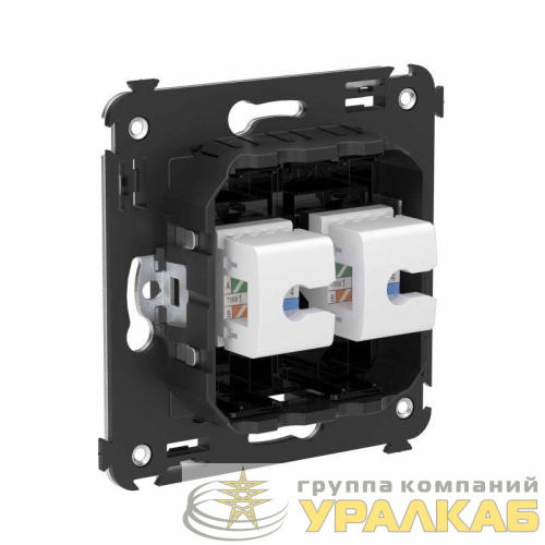Розетка компьютерная 2-м СП Avanti "Черный квадрат" RJ45 кат.6 без шторок механизм DKC 