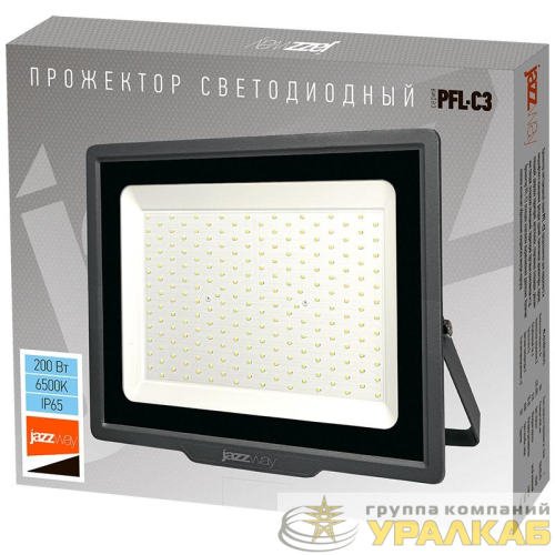 Прожектор светодиодный PFL-C3 200Вт 6500К IP65 ДО с клапаном закален. прозр. стекло Pro JazzWay 5023666A детальная картинка