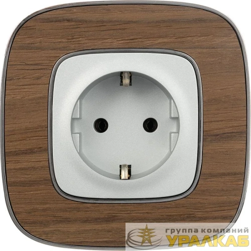 Розетка 1-м СП Valena Allure 16А IP2X 250В 2P+E безвинтов. клеммы с лицев. панелью механизм алюм. Leg 