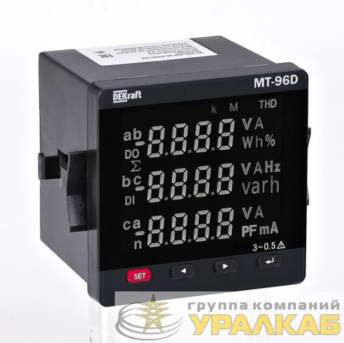 Мультиметр цифровой МТ-72D 3ф вх. 100В 1А RS-485 72х72мм LED-дисплей DEKraft 51407DEK