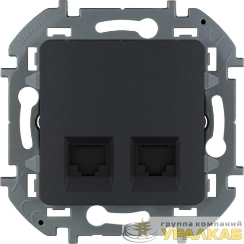 Розетка компьютерная 2-м Inspiria RJ45 кат.6 UTP механизм антрацит Leg 