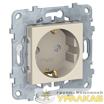 Механизм розетки 1-м 2мод. Unica New 16А IP21 250В с заземл. защ. шторки винт. клеммы беж. SchE NU503744