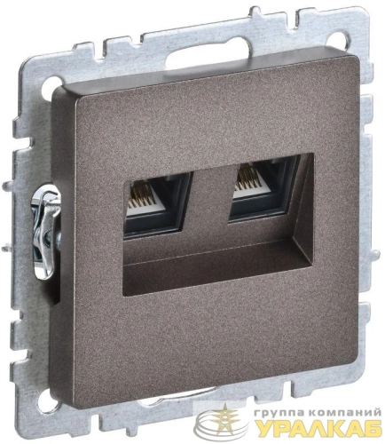 Розетка двойная СП RJ11+RJ45 кат.5E BRITE РК/Т12-БрТБ механизм бронза IEK BR-KT20-O-1-K45 детальная картинка