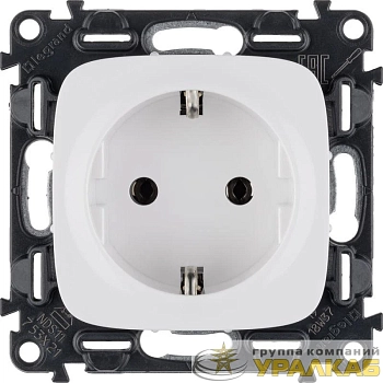 Розетка 1-м СП Valena Allure 16А IP2X 250В 2P+E безвинтов. клеммы с лицев. панелью механизм бел. Leg 753721