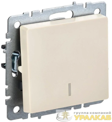 Выключатель 1-кл. СП BRITE ВС10-1-1-БрКр 10А с индик. механизм беж. IEK BR-V10-1-10-K10 детальная картинка