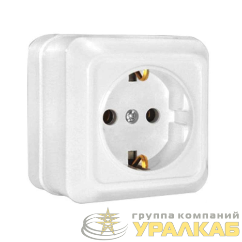 Розетка 1-м ОП Олимп 16А IP20 с заземл. бел. UNIVersal О0028 детальная картинка