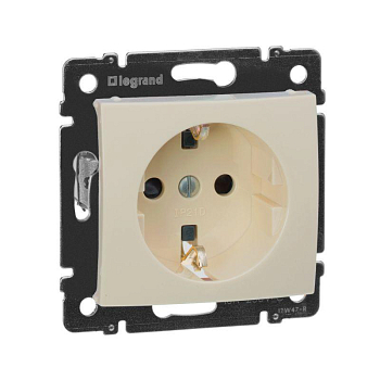 Механизм розетки 1-м СП Valena 16А IP21 230/250В 2P+E с заземл. защ. шторки на винтах сл. кость Leg 
