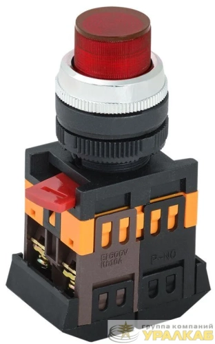 Кнопка ABLFP-22 d22мм 1з+1р 240В неон кр. IEK 
