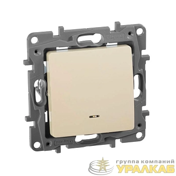 Переключатель 1-кл. СП Etika Plus 10А IP20 250В 10AX с подсветкой безвинтов. зажимы механизм сл. кость IEK 672315