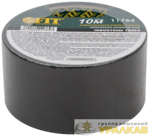 Лента клейкая универсальная армированная "Ductape" 48ммх10м черн. FIT 