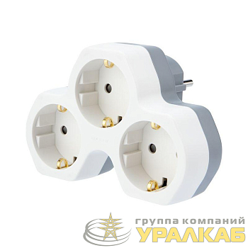 Разветвитель 3-м с заземл. 16А IP20 защ. шторки бел. Rexant 11-1088