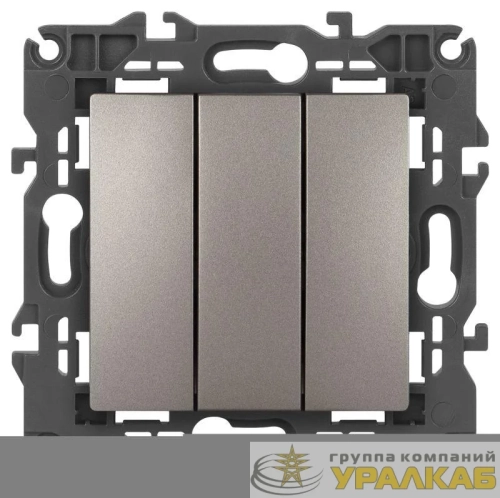 Выключатель 3-кл. Elegance 14-1107-16 250В 10АХ титан Эра 