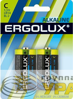 Элемент питания алкалиновый C/LR14 1.5В Alkaline BL-2 (блист.2шт) Ergolux 11751