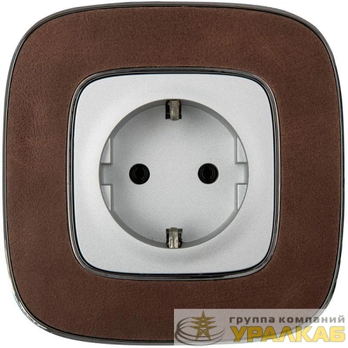 Розетка 1-м СП Valena Allure 16А IP2X 250В 2P+E безвинтов. клеммы с лицев. панелью механизм алюм. Leg 