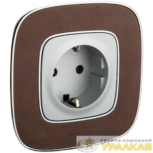 Розетка 1-м СП Valena Allure 16А IP2X 250В 2P+E безвинтов. клеммы с лицев. панелью механизм алюм. Leg 