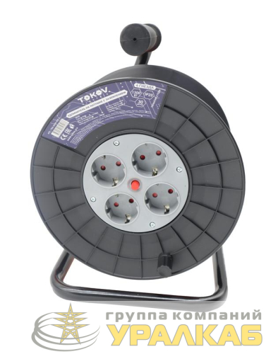 Удлинитель на катушке 4х30м с заземл. 6А IP20 3х0.75 TOKOV ELECTRIC TKE-SK30-075-Z детальная картинка