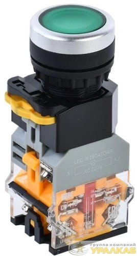 Кнопка D8-11D d22мм 1НО+1НЗ с подсветкой зел. IEK BBT30-11D-3-12-K06 детальная картинка