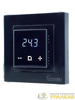 Термостат програмируемый с сенсорными кнопками и датчиком темпер. пола без расписания совместим с рамками с внутрен. размером 56х56мм Schneider Unica Exxact и Legrand Valena черн. 