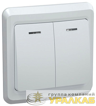 Выключатель 2-кл. СП Вега 10А IP20 ВС10-2-1-ВБ с индикацией бел. IEK EVV21-K01-10-DM