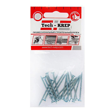 Шуруп универсальный 3.0х40 цинк. с потайной головкой (уп.20шт) пакет Tech-Krep 