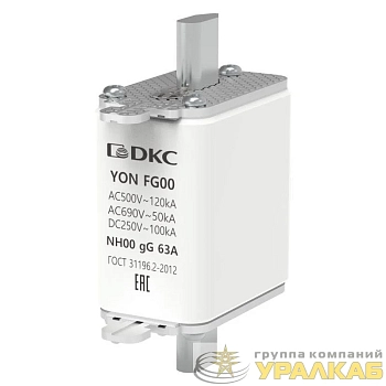 Предохранитель YON ножевого типа FG00 с одинарной индикацией 63А DKC 1FG00-0063