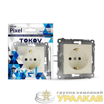 Розетка 1-м СП Pixel 16А IP20 с заземл. механизм беж. TOKOV ELECTRIC TKE-PX-R1Z-C02