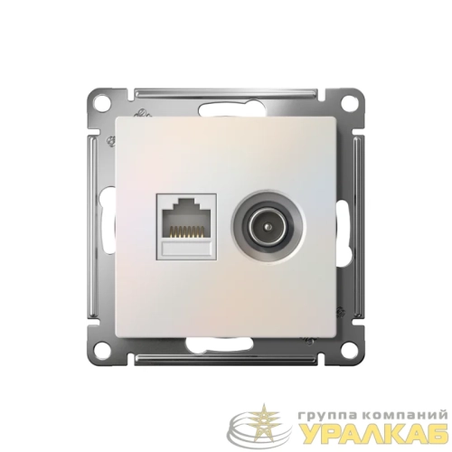 Розетка компьютерная + телевизионная 2-м AtlasDesign RJ45 кат.5E + TV механизм жемчуж. SE 