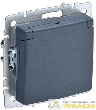 Розетка BRITE РСбш10-3-44-БрМ 16А IP44 с заземл. защ. шторки с крышкой механизм маренго IEK 