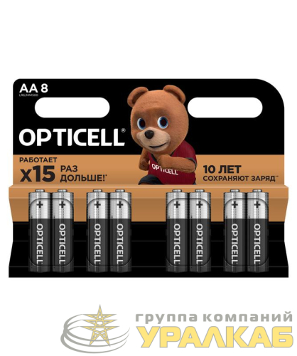 Элемент питания алкалиновый AA/LR6 (блист. 8шт) Basic Opticell 5051008