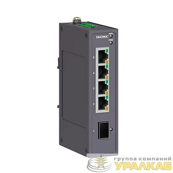 Коммутатор промышленный неуправляемый 1х100Base-X SFP слот: 4х 10/100Base-T(X) портов RJ45 12-48В DC/18-30В AC с резервированием DKC N1000-1SFP4T-P2
