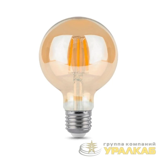 Лампа светодиодная филаментная Black Filament 6Вт G95 шар золотая 2400К тепл. бел. E27 550лм GAUSS 