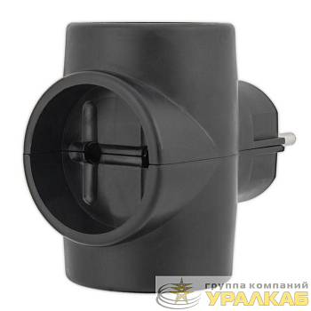 Разветвитель 3-м без заземл. 6-10А черн. Rexant 