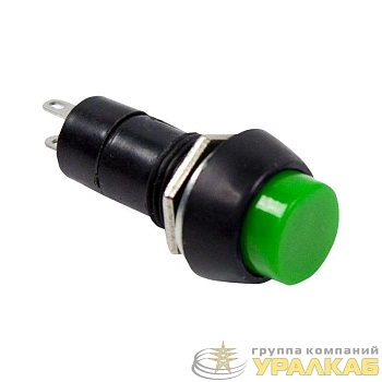 Выключатель-кнопка 250В 1А (2с) OFF-(ON) Б/Фикс зел. (PBS-11В) Rexant 