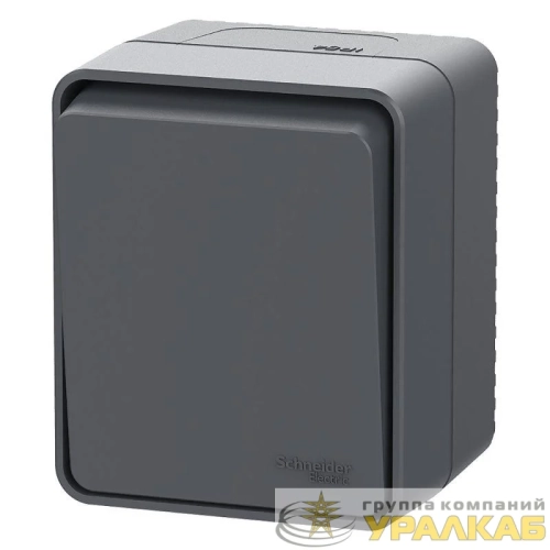 Выключатель кнопочный 1-кл. ОП AtlasDesign PROFI IP54 10АХ антрацит SE 