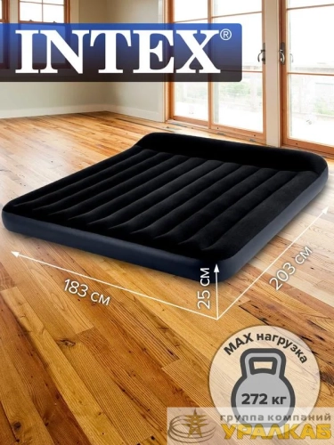Матрас надувной 183х203х25см с подголовником (64144) INTEX 6941057413563 детальная картинка