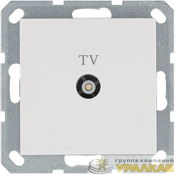 Розетка телевизионная проходная TV Ф9.5мм механизм бел. глянцевый Jasmart 