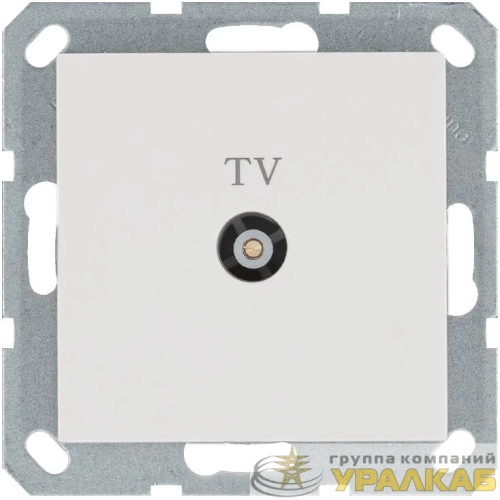 Розетка телевизионная проходная TV Ф9.5мм механизм бел. глянцевый Jasmart G6002W детальная картинка