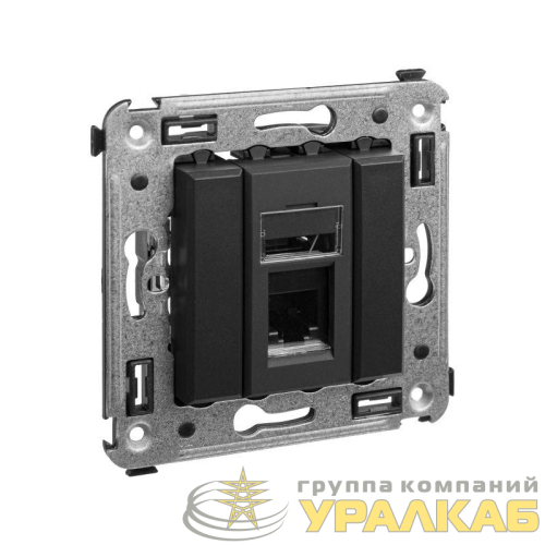 Розетка телефонная 1-м RJ-12 СП Avanti "Черный матовый" DKC 4412313 детальная картинка