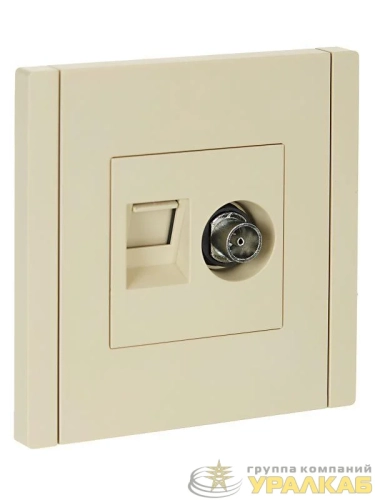 Розетка 2-м TV+RJ45 кат.5E FORTE&PIANO FP436 ваниль IEK FP-AK20-1-K10 детальная картинка