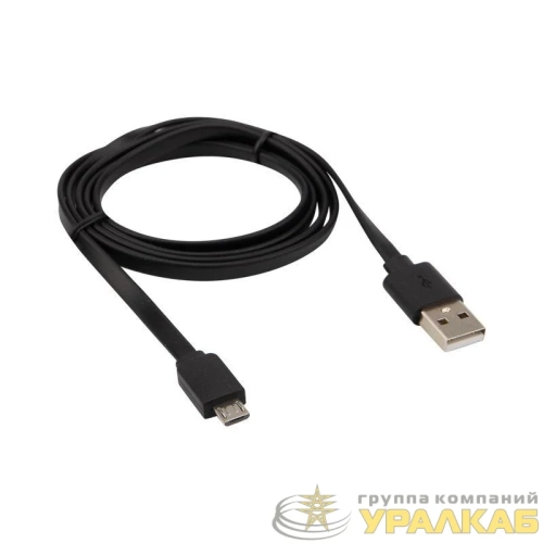 Кабель USB универс. microUSB шнур плоский 1м черн. Rexant 18-4270