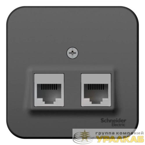 Розетка компьютерная 2-м ОП Blanca RJ45 кат.5E с изолир. пластиной антрацит SE 