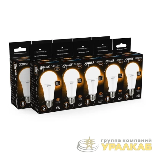 Лампа светодиодная Black 16Вт A60 грушевидная 3000К тепл. бел. E27 1380лм GAUSS 102502116 детальная картинка