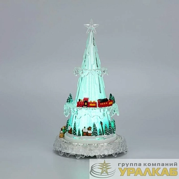 Фигура светодиодная "Новогодний поезд с мелодией" 30.5см RGB на подставке Neon-Night 