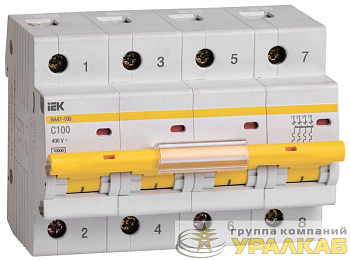 Выключатель автоматический модульный 4п C 100А 10кА ВА47-100 KARAT IEK MVA40-4-100-C