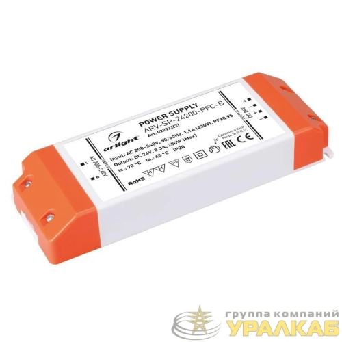 Блок питания ARV-SP-24200-PFC-B (24В 8.3А 200Вт) IP20 пластик Arlight 022922(2) детальная картинка